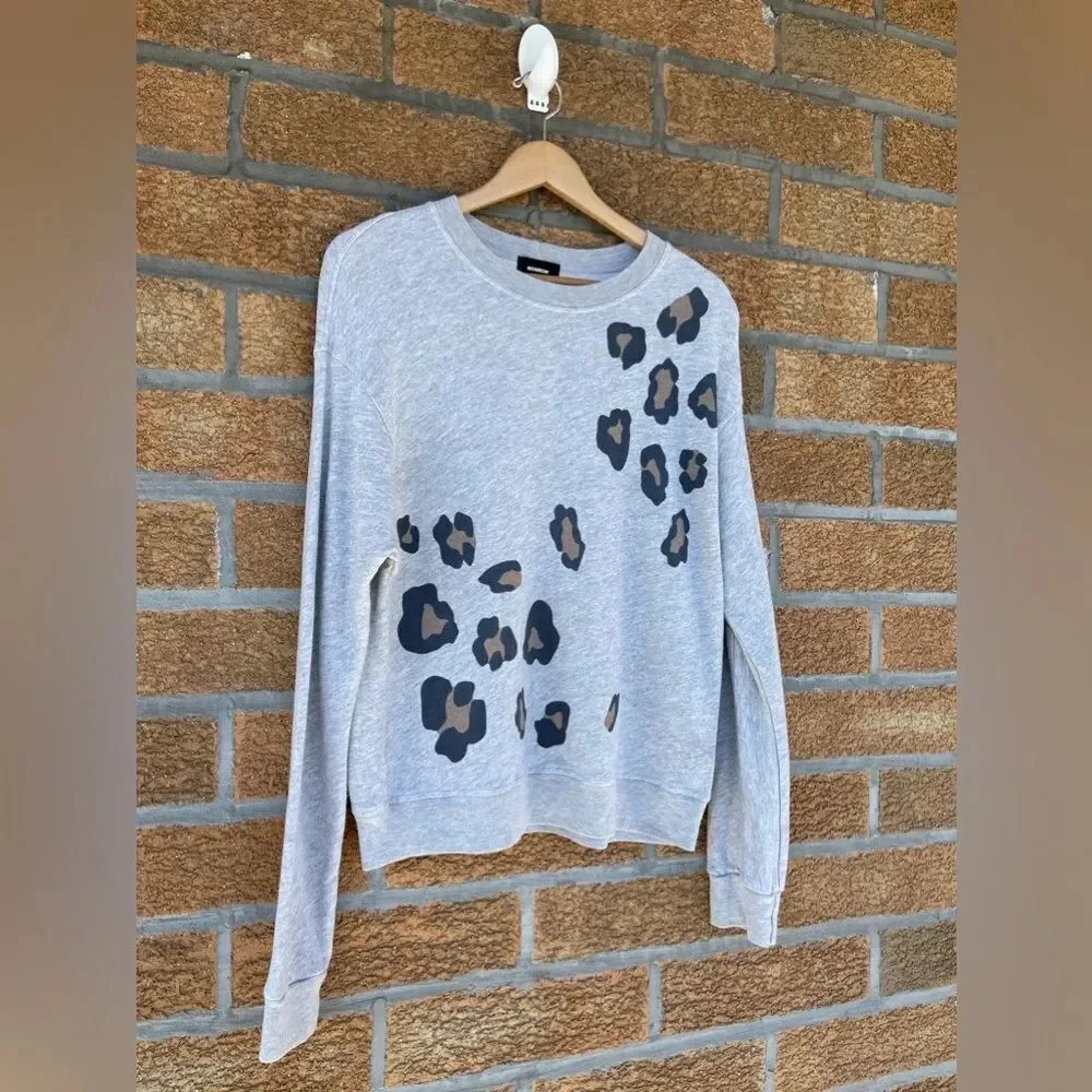 Monrow Oversized Leopard Print In Heather Grey Sm… - image 6